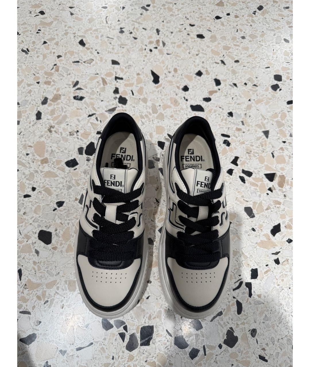 FENDI Белые кожаные кроссовки, фото 4