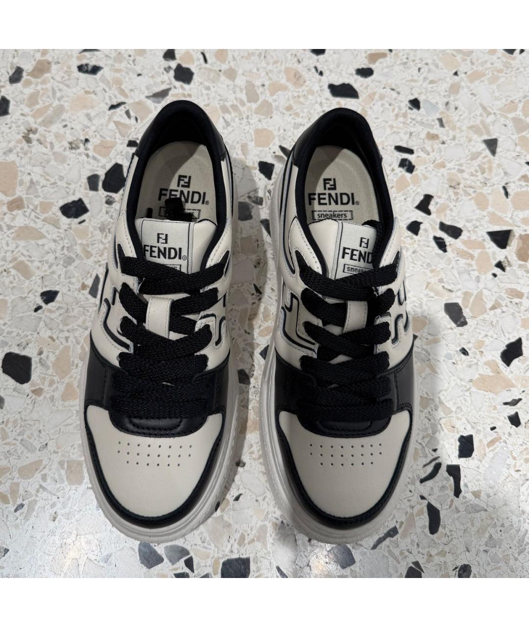 FENDI Белые кожаные кроссовки, фото 4
