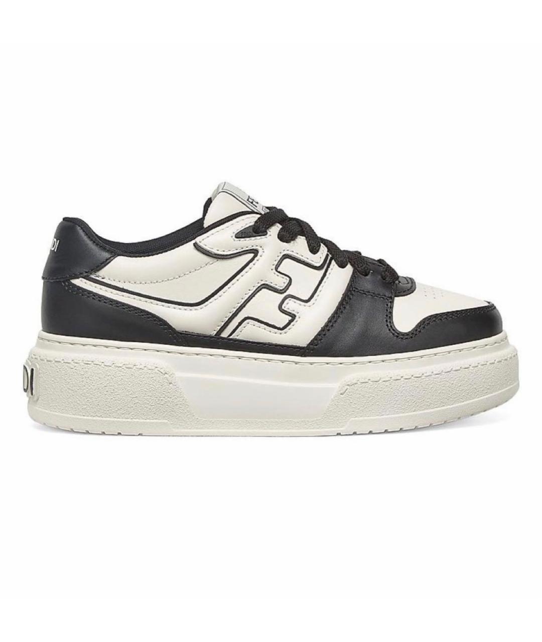 FENDI Белые кожаные кроссовки, фото 1