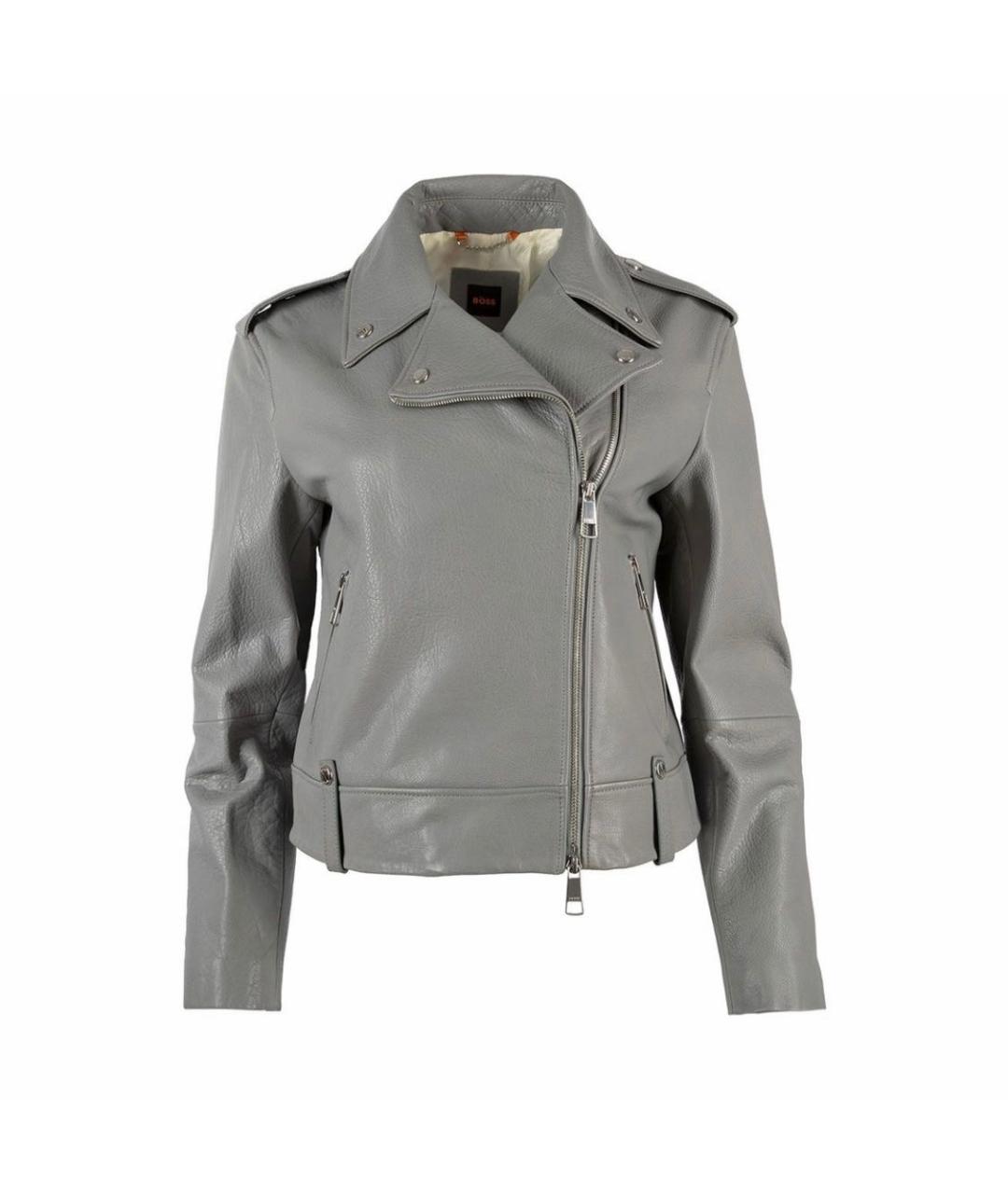 HUGO BOSS Серая кожаная куртка, фото 1