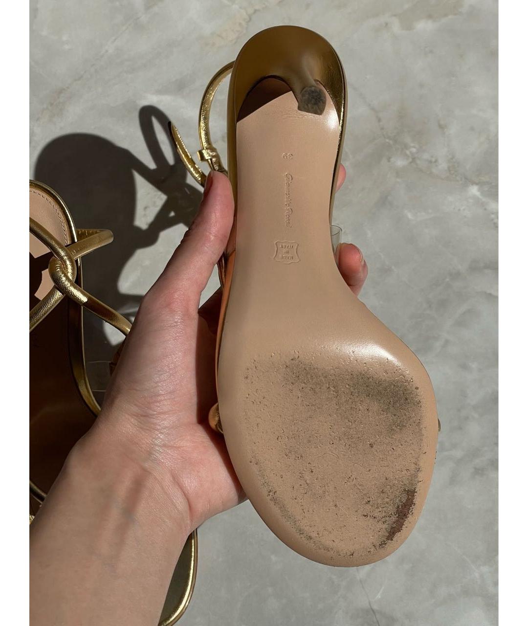 GIANVITO ROSSI Золотые кожаные босоножки, фото 6