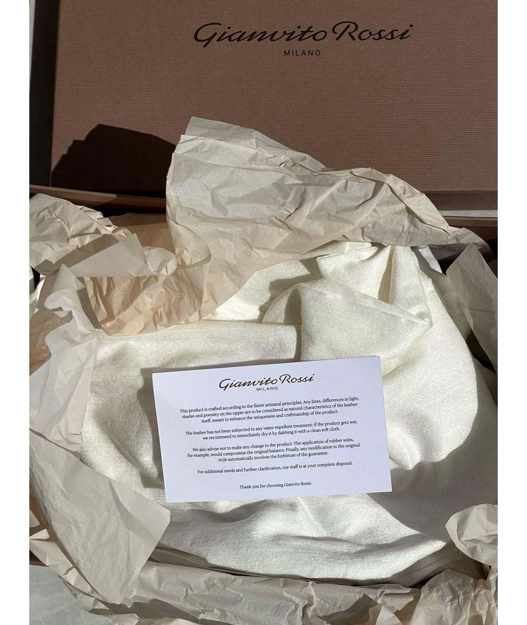 GIANVITO ROSSI Золотые кожаные босоножки, фото 7
