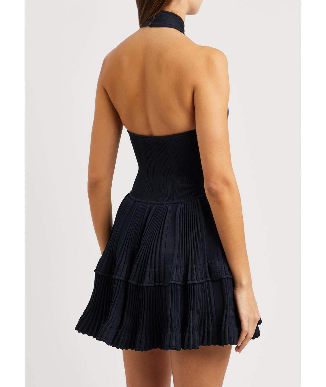 ALAIA Темно-синее полиэстеровое коктейльное платье, фото 4