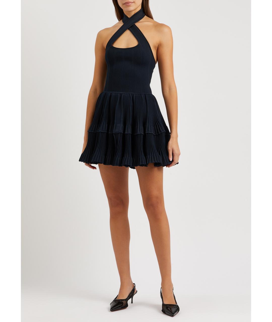 ALAIA Темно-синее полиэстеровое коктейльное платье, фото 2