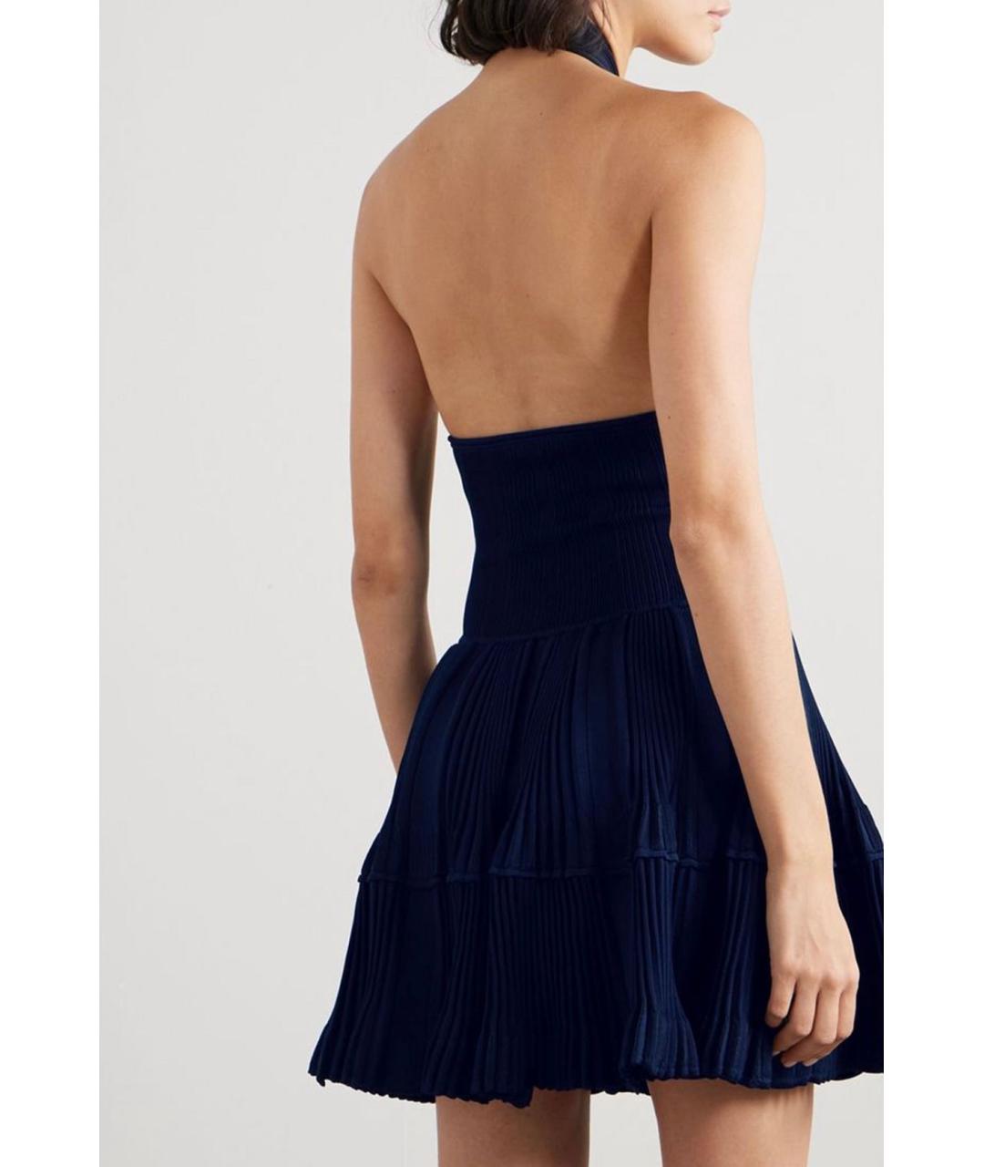 ALAIA Темно-синее полиэстеровое коктейльное платье, фото 7
