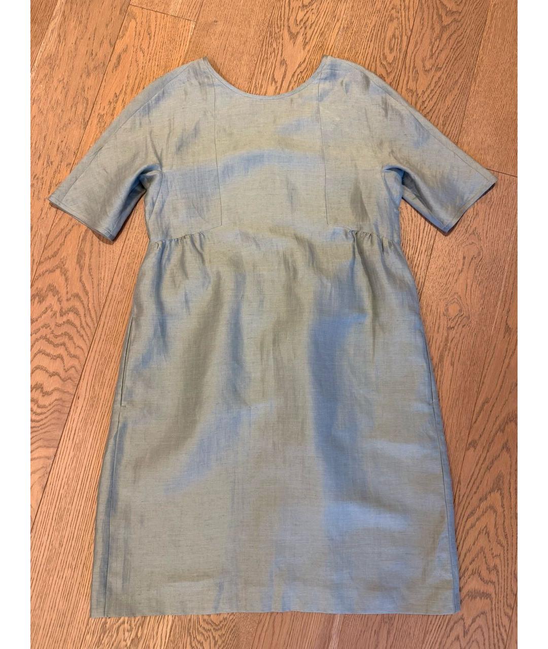 WEEKEND MAX MARA Зеленые льняное повседневное платье, фото 8