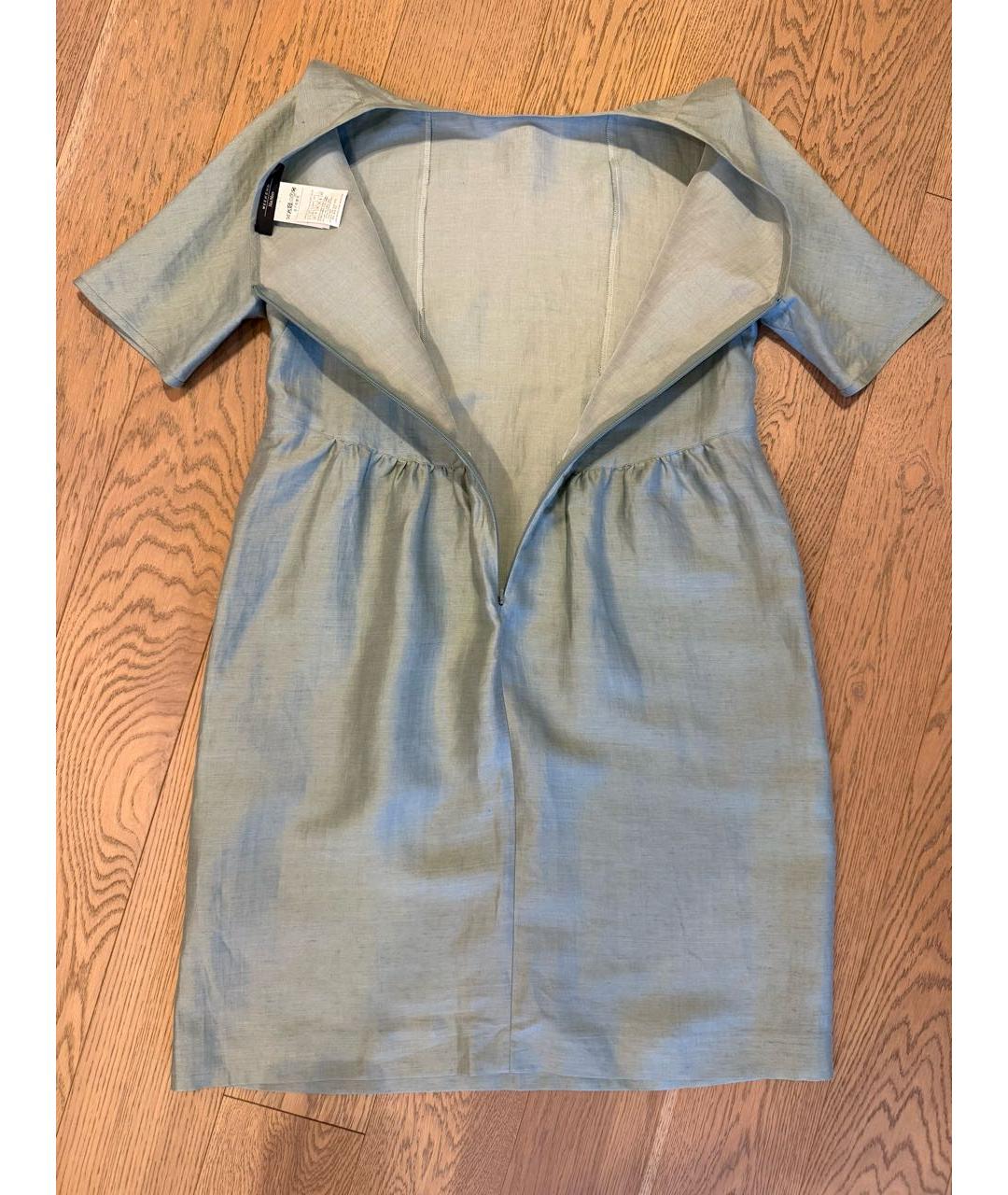 WEEKEND MAX MARA Зеленые льняное повседневное платье, фото 6