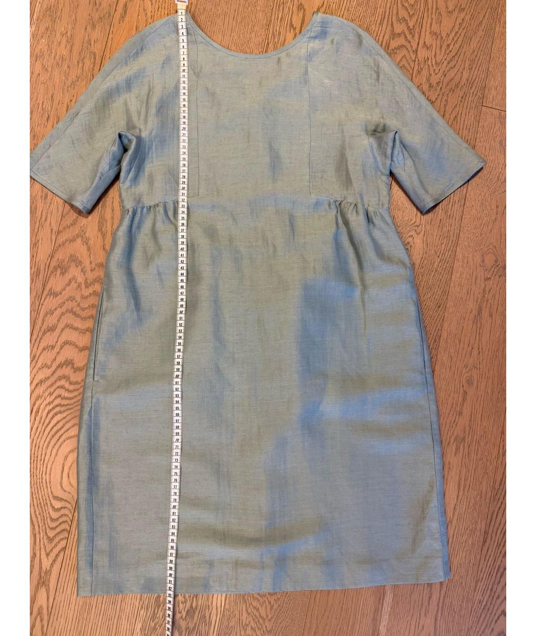 WEEKEND MAX MARA Зеленые льняное повседневное платье, фото 5