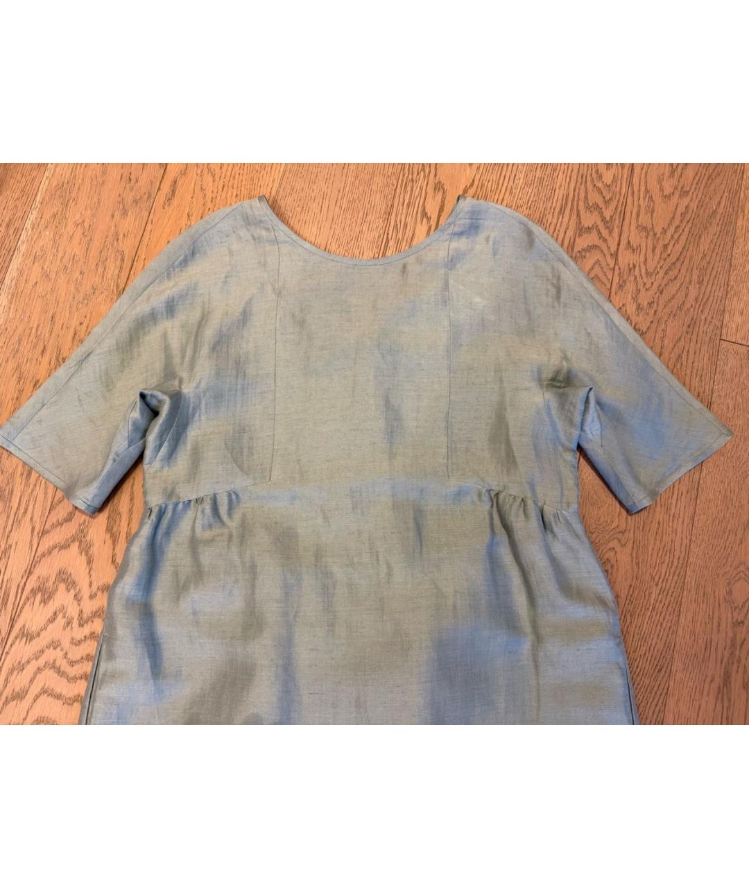 WEEKEND MAX MARA Зеленые льняное повседневное платье, фото 4