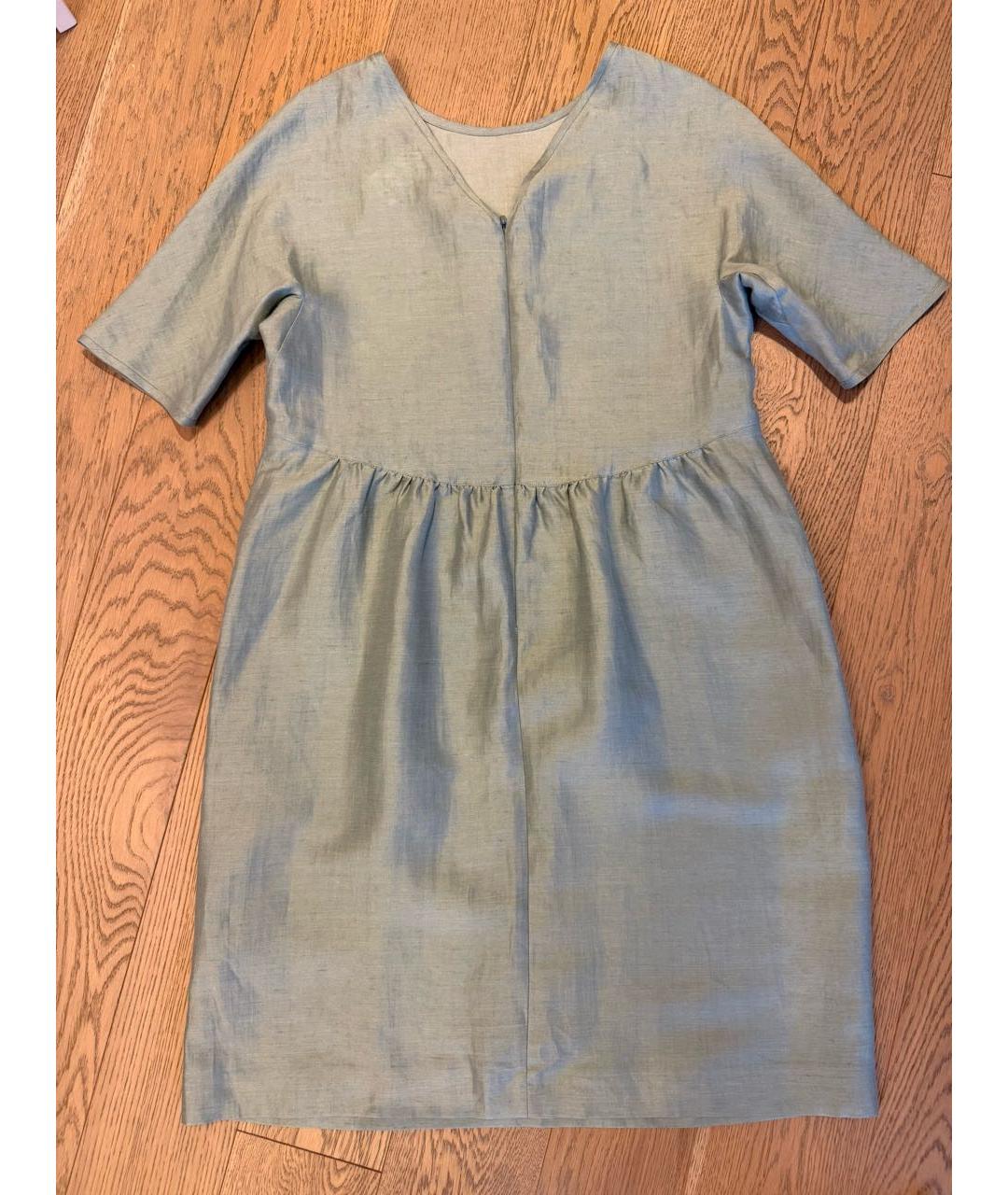 WEEKEND MAX MARA Зеленые льняное повседневное платье, фото 2