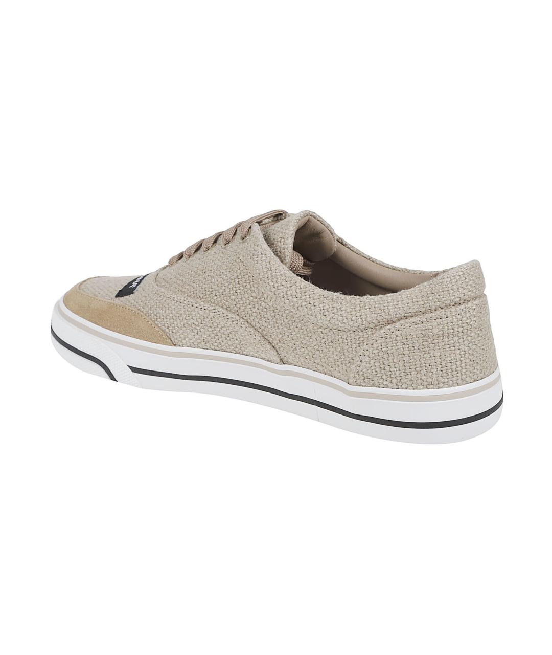 DOLCE&GABBANA Бежевые текстильные низкие кроссовки / кеды, фото 3