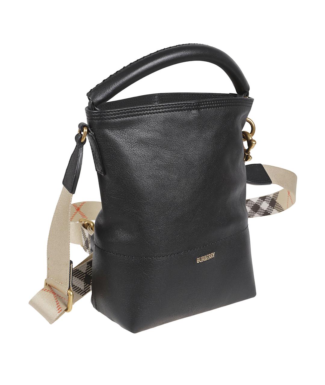 BURBERRY Черная кожаная сумка с короткими ручками, фото 3