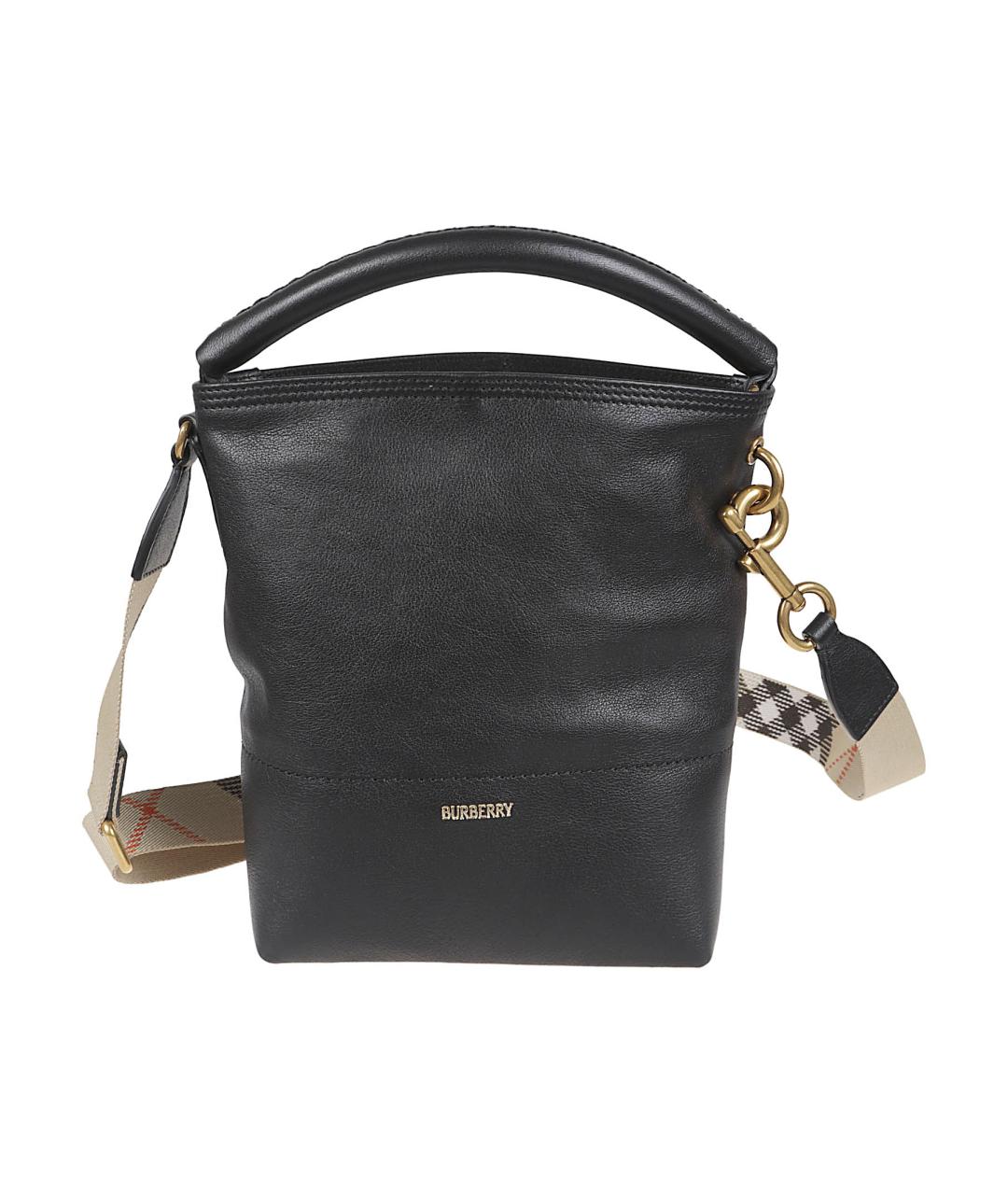 BURBERRY Черная кожаная сумка с короткими ручками, фото 1