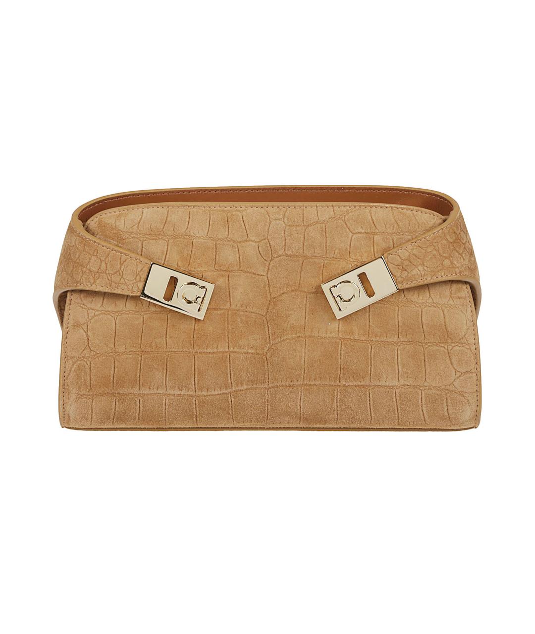 FERRAGAMO Коричневая замшевая сумка через плечо, фото 1