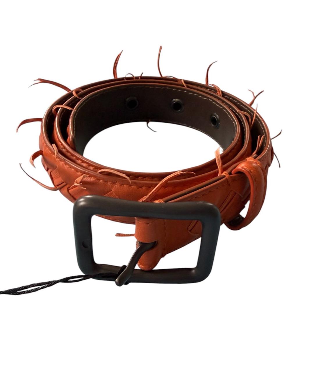 BOTTEGA VENETA Оранжевый кожаный ремень, фото 8