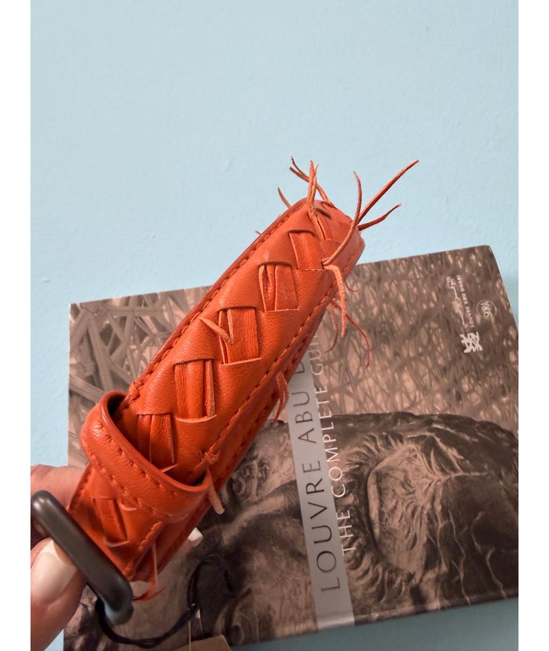 BOTTEGA VENETA Оранжевый кожаный ремень, фото 5