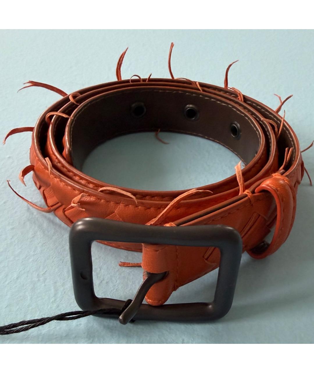 BOTTEGA VENETA Оранжевый кожаный ремень, фото 7