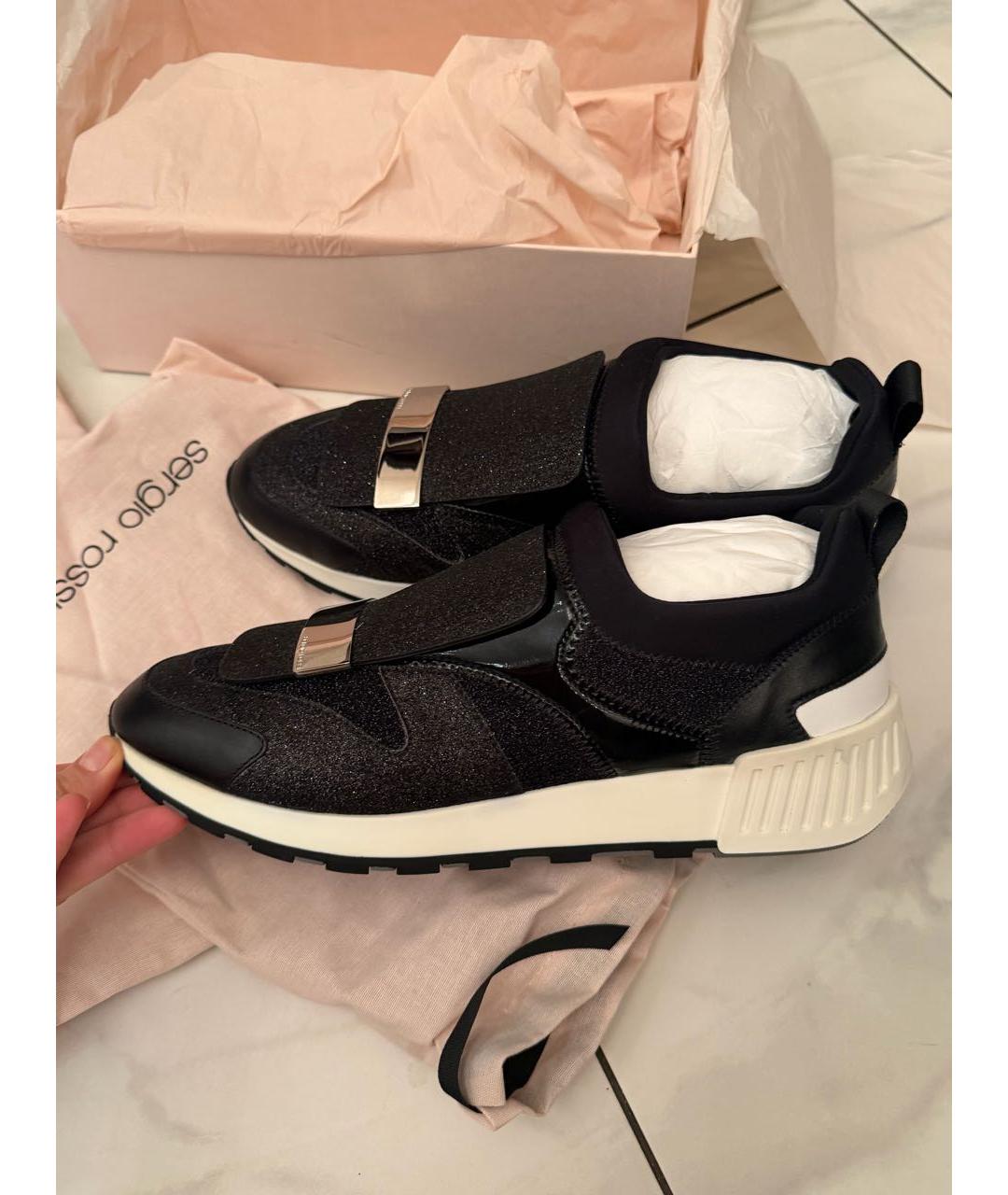 SERGIO ROSSI Черные кожаные кроссовки, фото 3