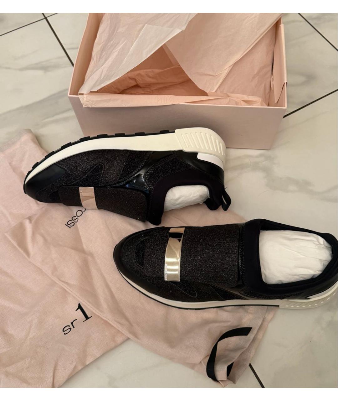 SERGIO ROSSI Черные кожаные кроссовки, фото 6
