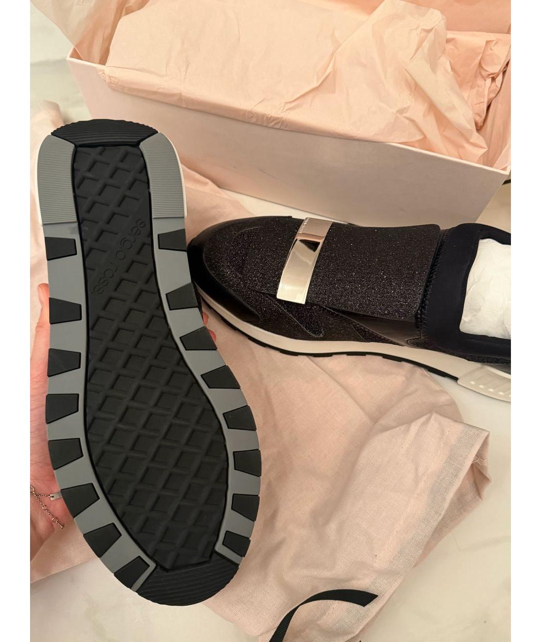 SERGIO ROSSI Черные кожаные кроссовки, фото 4