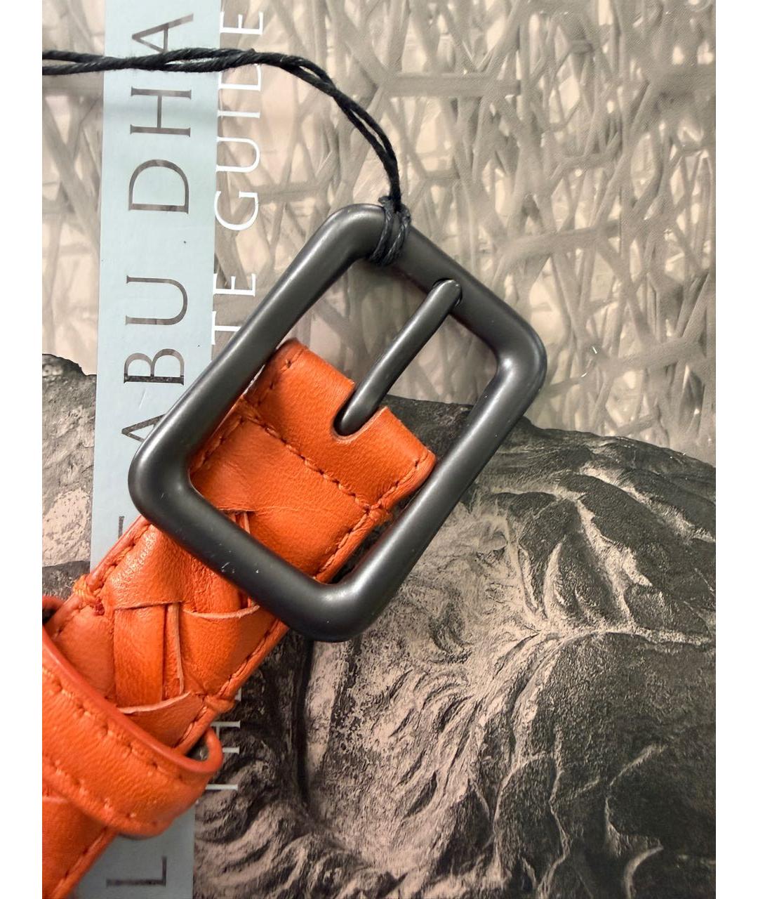 BOTTEGA VENETA Оранжевый кожаный ремень, фото 3