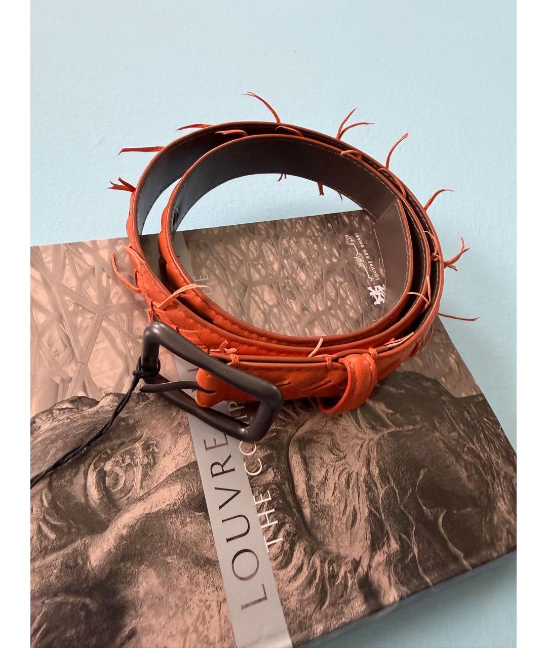 BOTTEGA VENETA Оранжевый кожаный ремень, фото 4