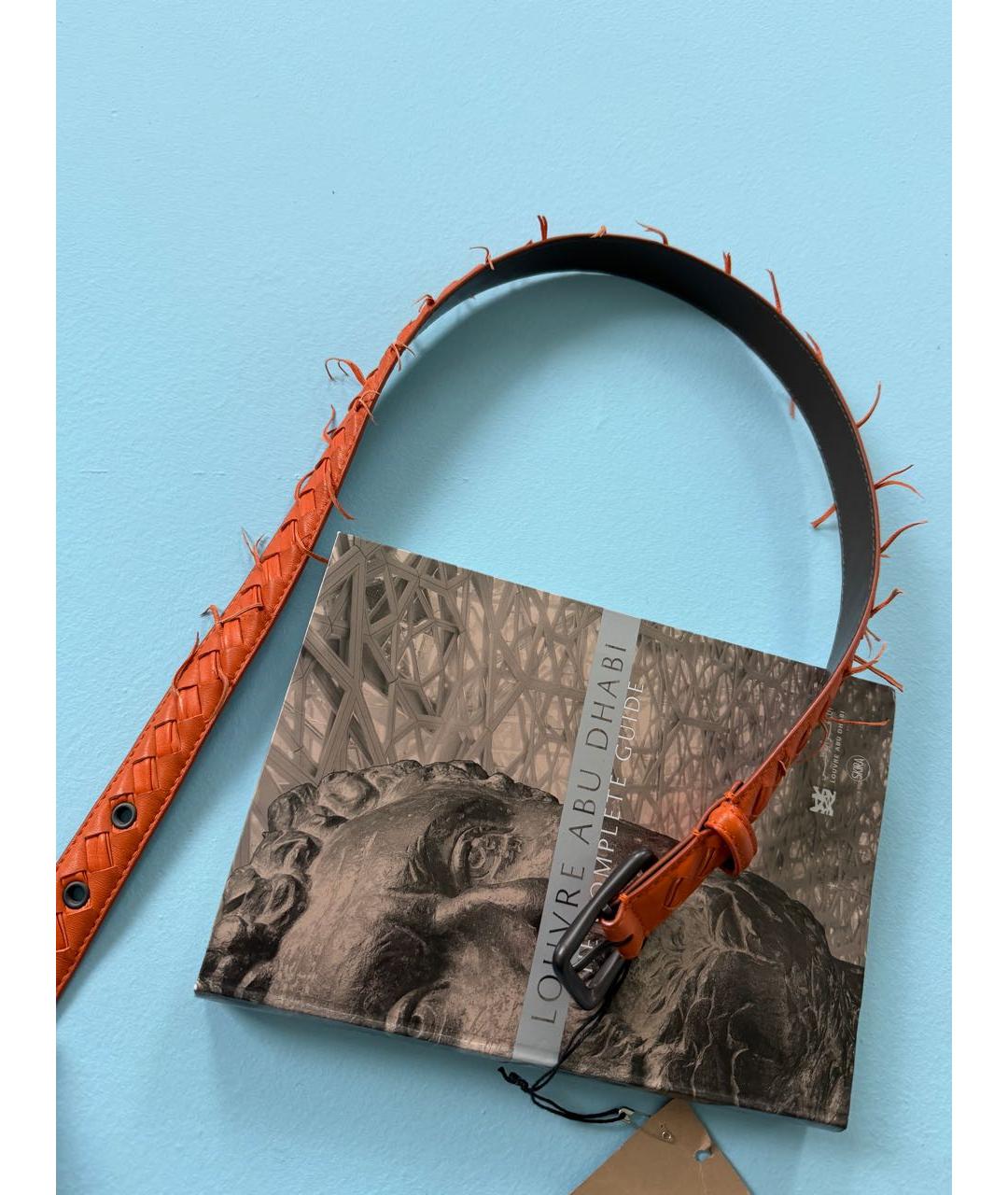 BOTTEGA VENETA Оранжевый кожаный ремень, фото 3