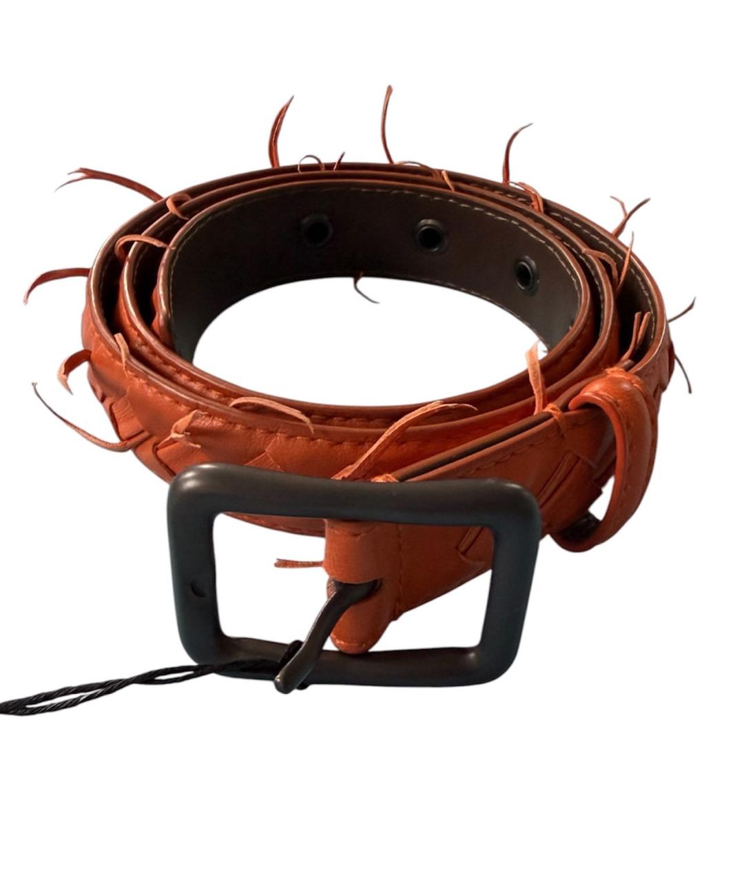 BOTTEGA VENETA Оранжевый кожаный ремень, фото 7