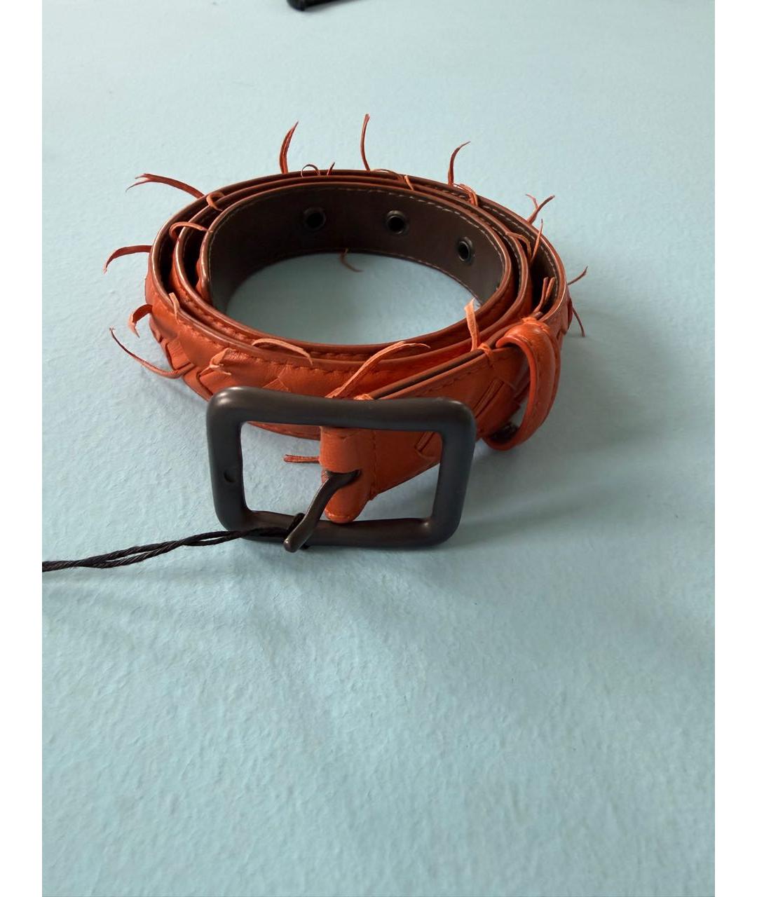 BOTTEGA VENETA Оранжевый кожаный ремень, фото 6