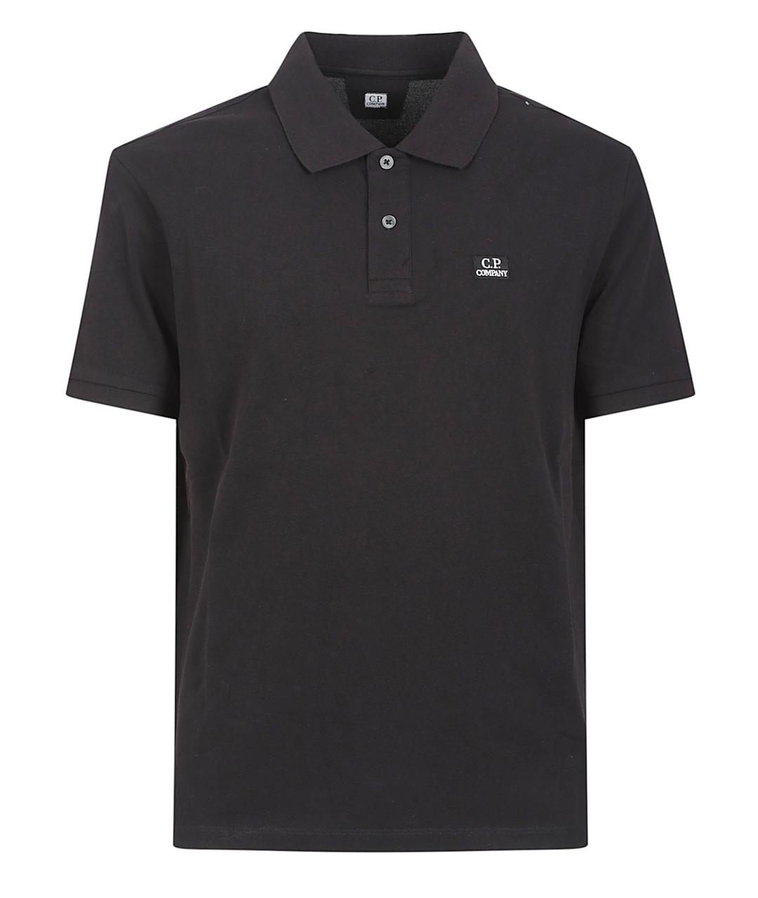 CP COMPANY Черное хлопковое поло с коротким рукавом, фото 1