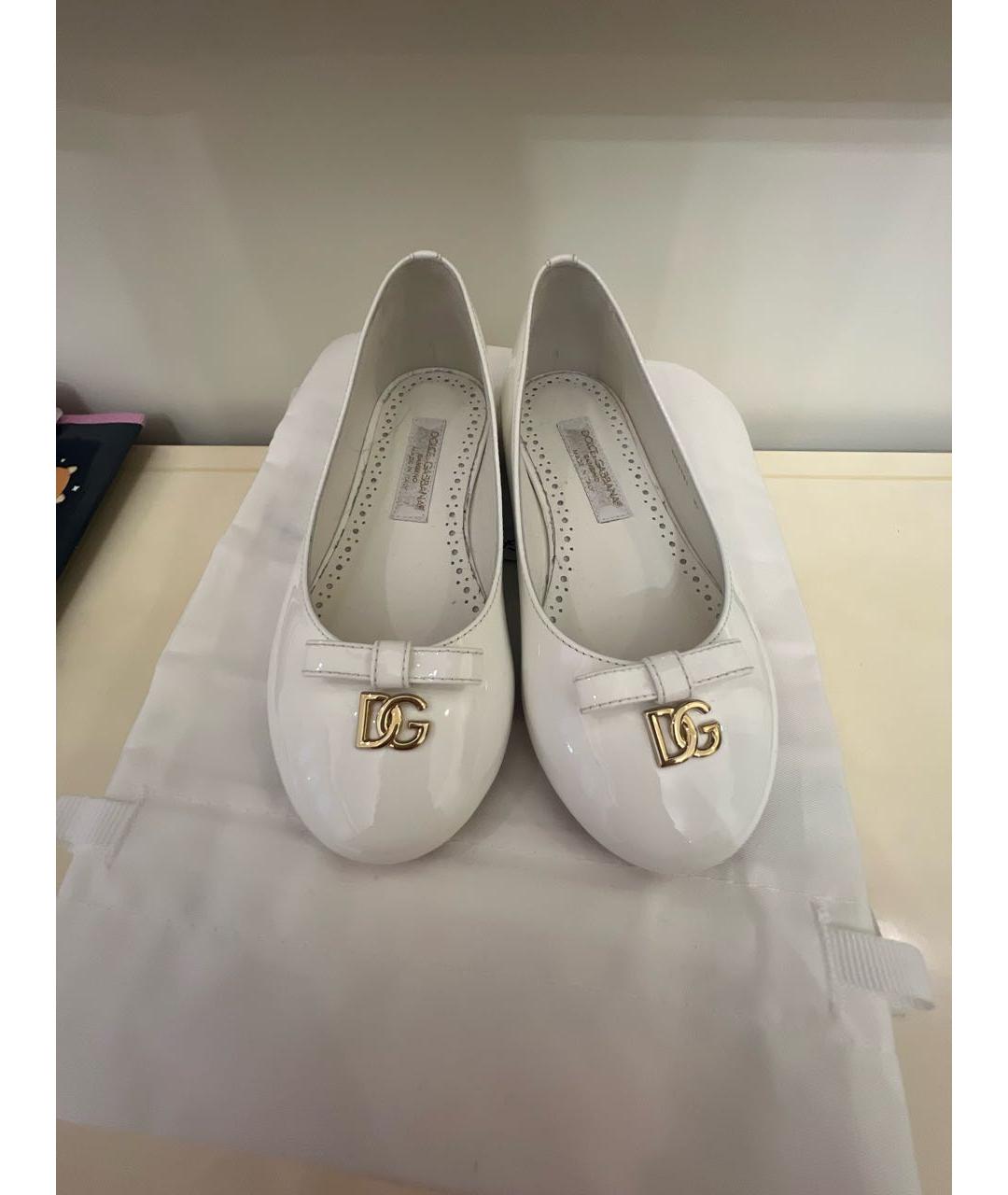 DOLCE&GABBANA Белые кожаные туфли, фото 2