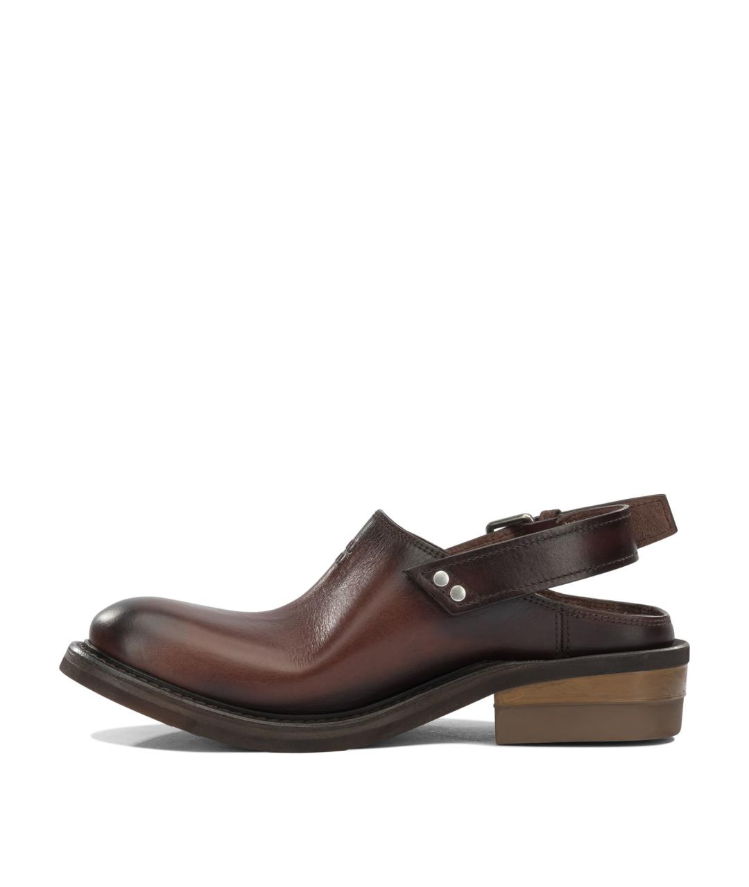MIU MIU Коричневые кожаные сабо, фото 3