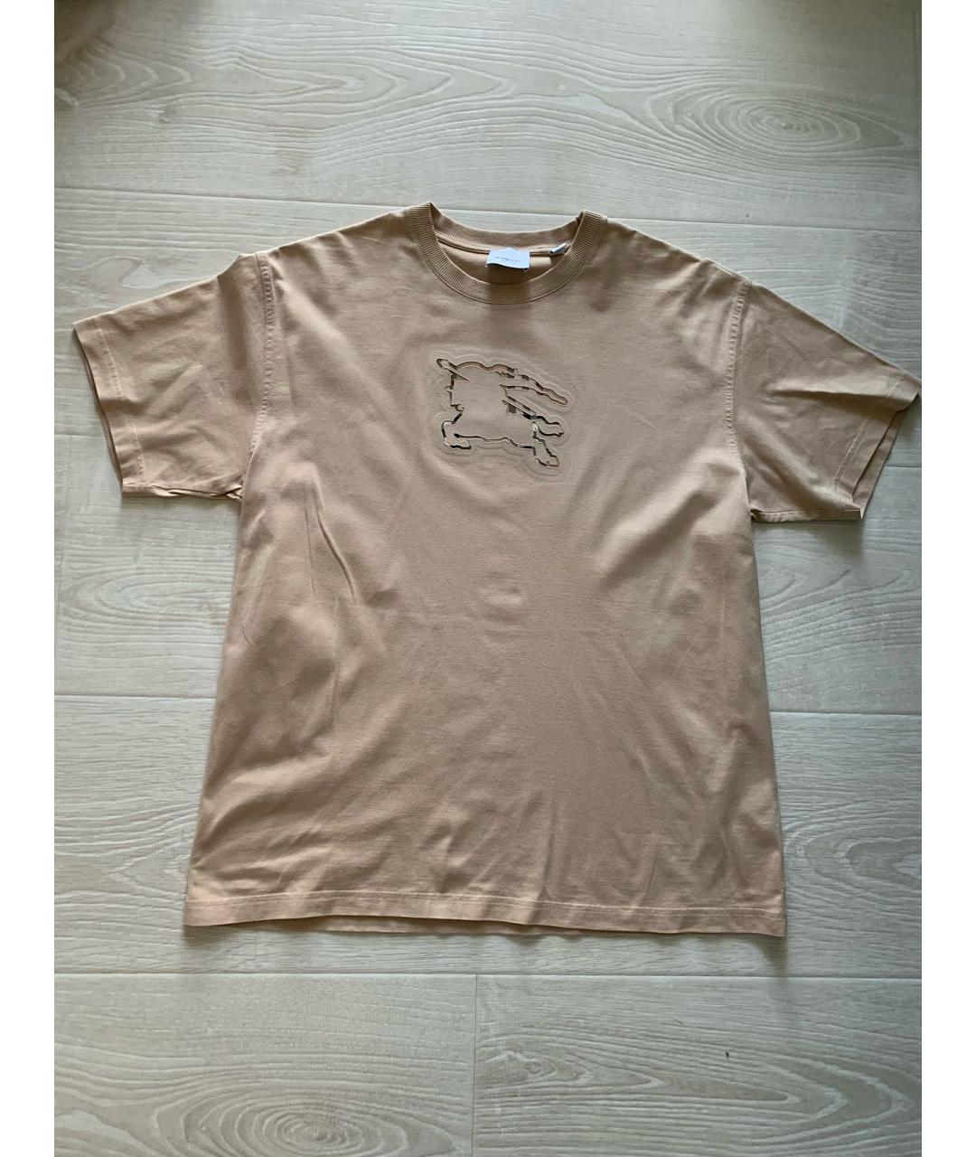 BURBERRY Бежевая хлопковая футболка, фото 8