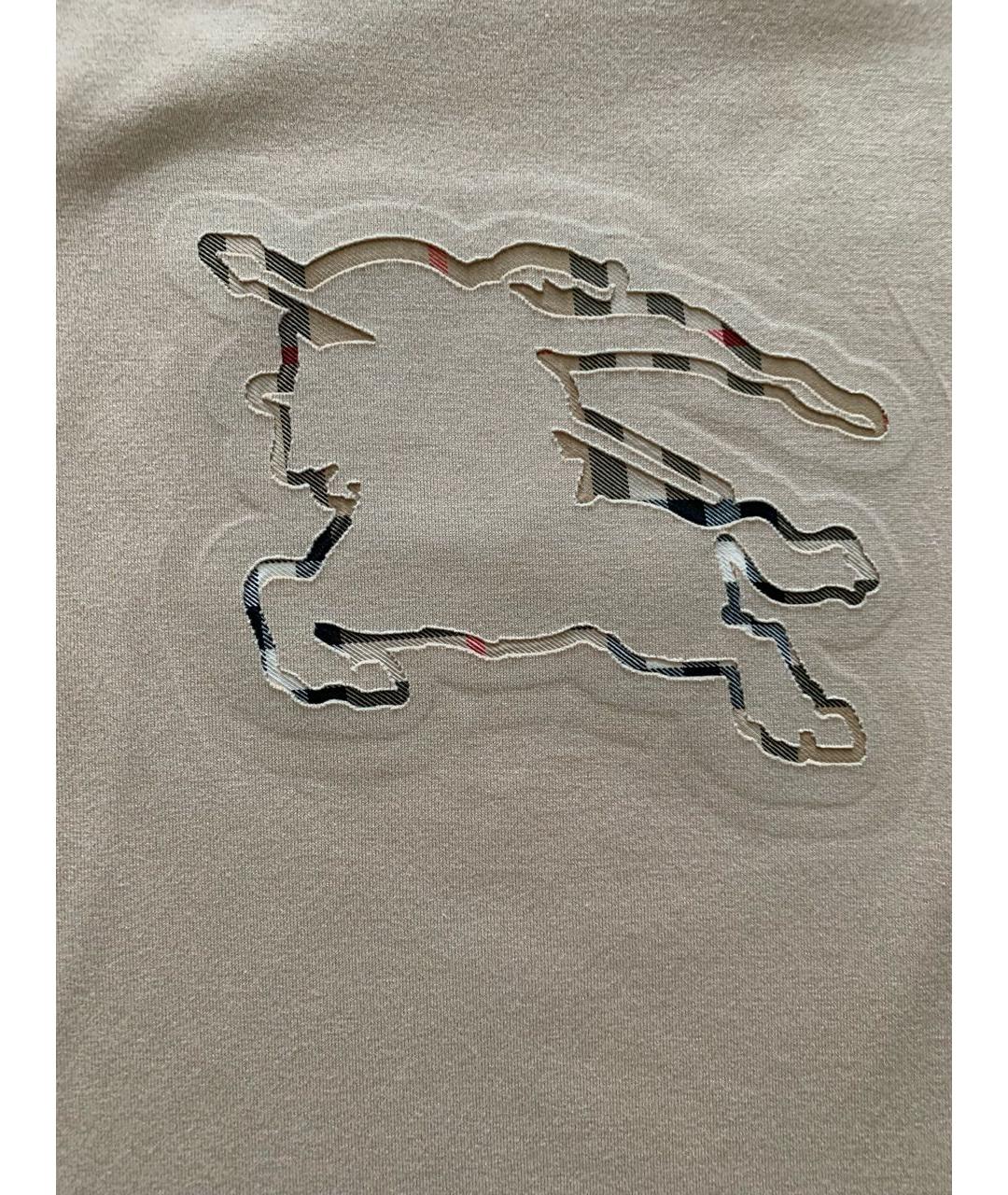 BURBERRY Бежевая хлопковая футболка, фото 4