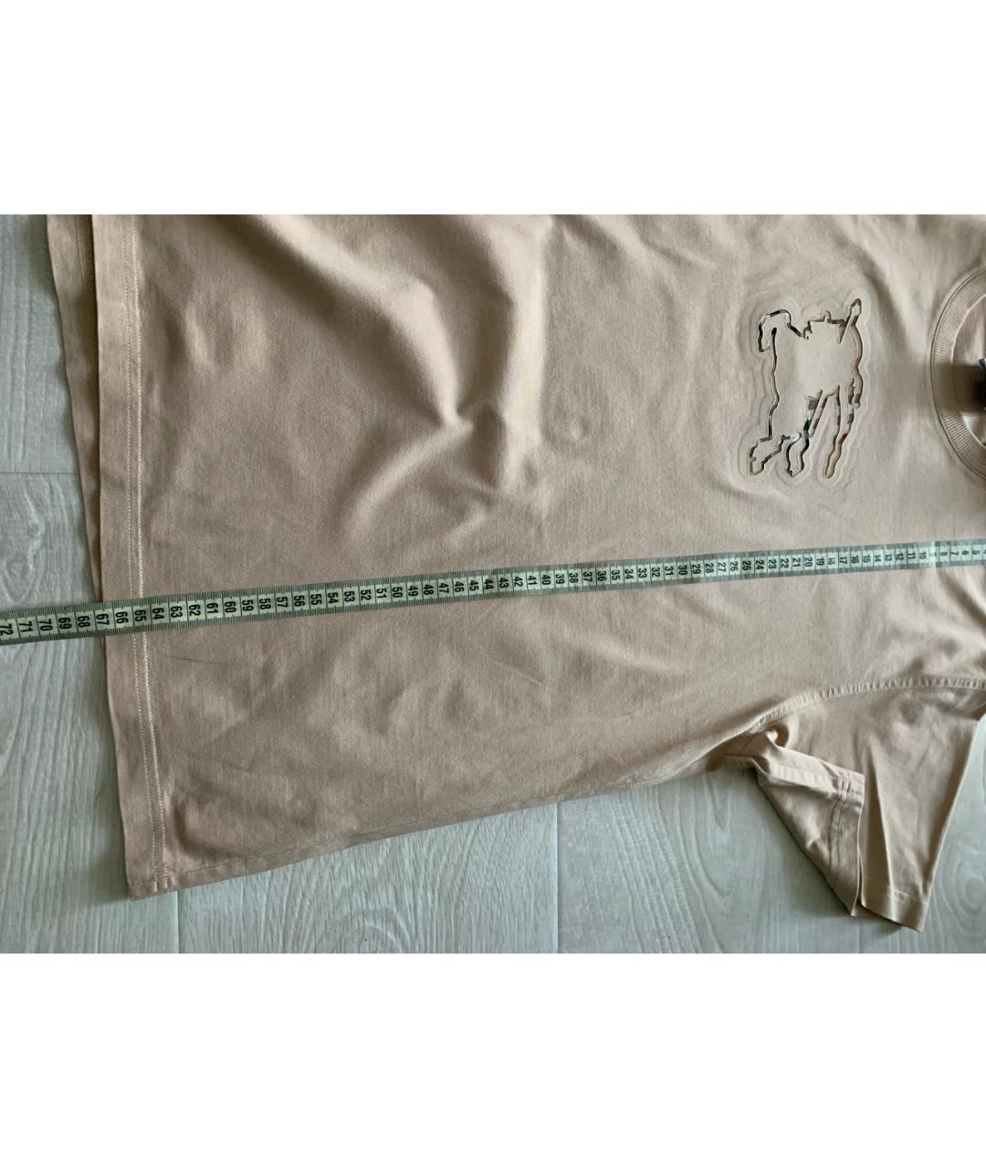 BURBERRY Бежевая хлопковая футболка, фото 7