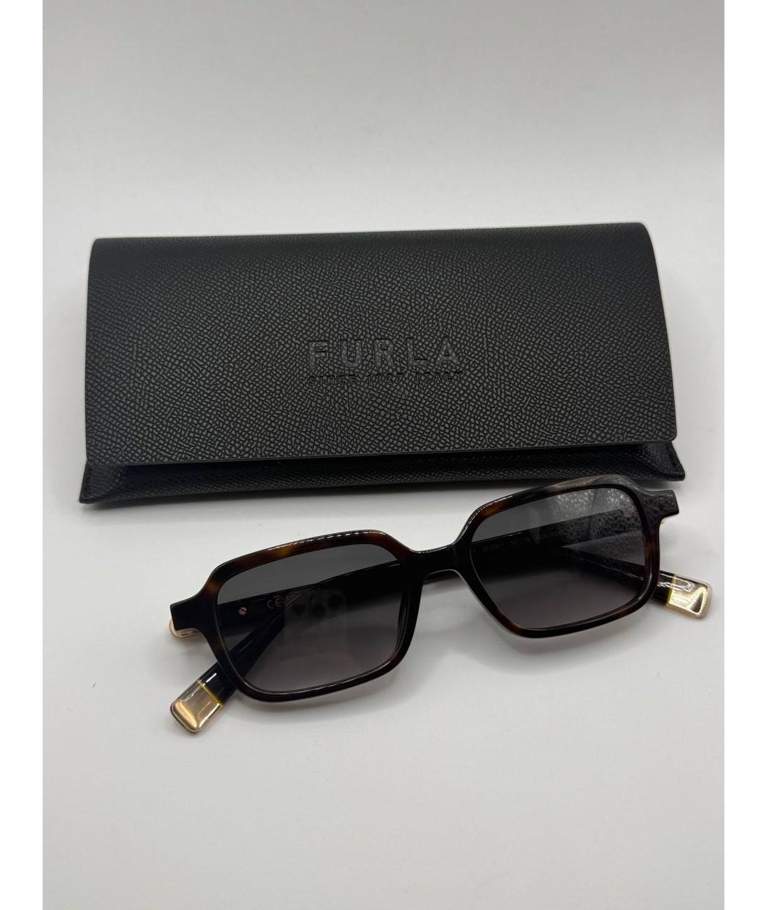 FURLA Коричневые пластиковые солнцезащитные очки, фото 7