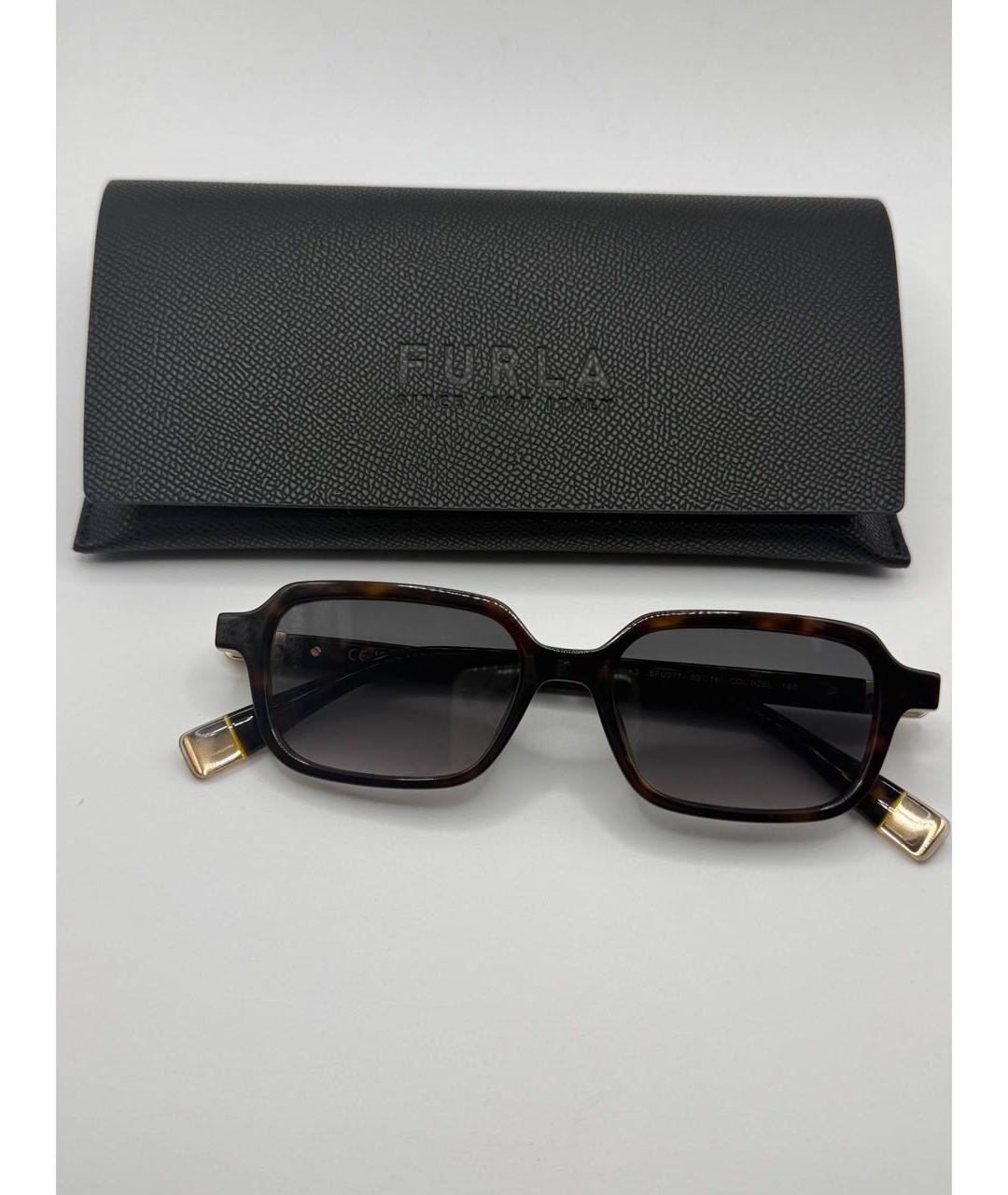 FURLA Коричневые пластиковые солнцезащитные очки, фото 2