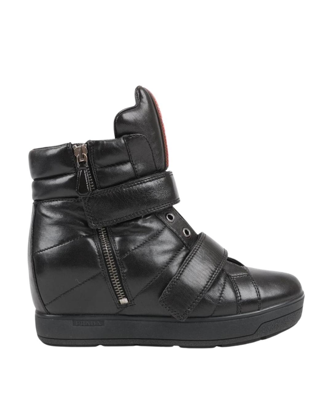 PRADA Черные кожаные ботильоны, фото 1