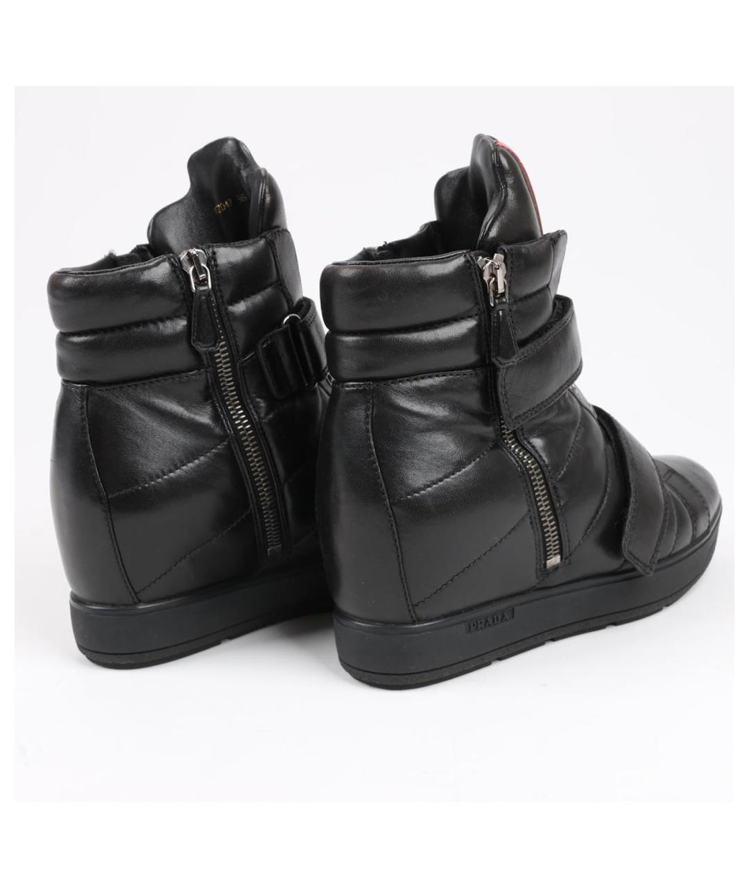 PRADA Черные кожаные ботильоны, фото 4