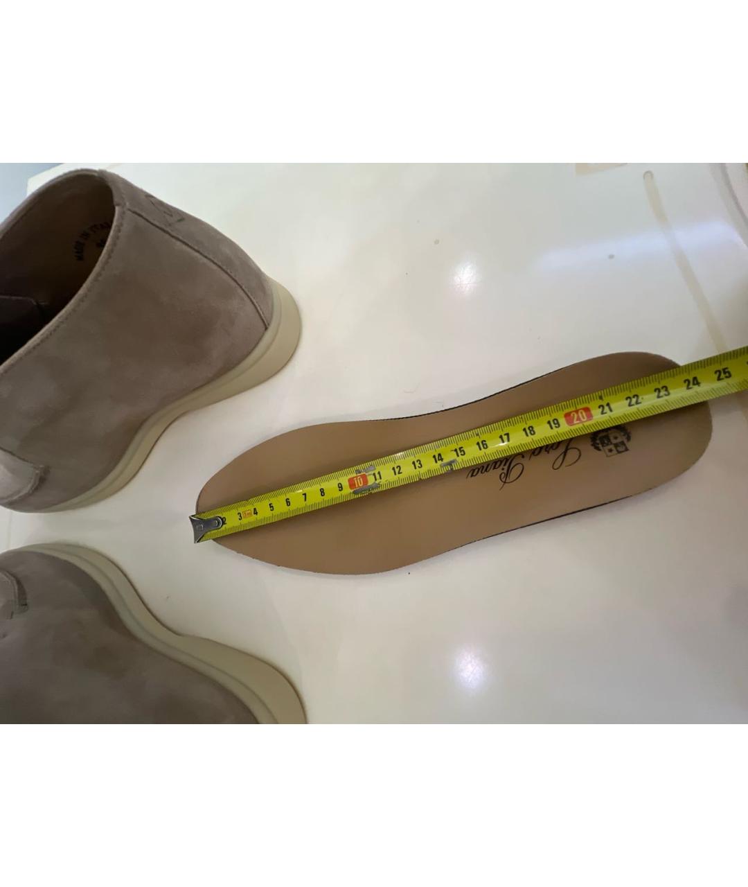 LORO PIANA Бежевые замшевые лоферы, фото 6