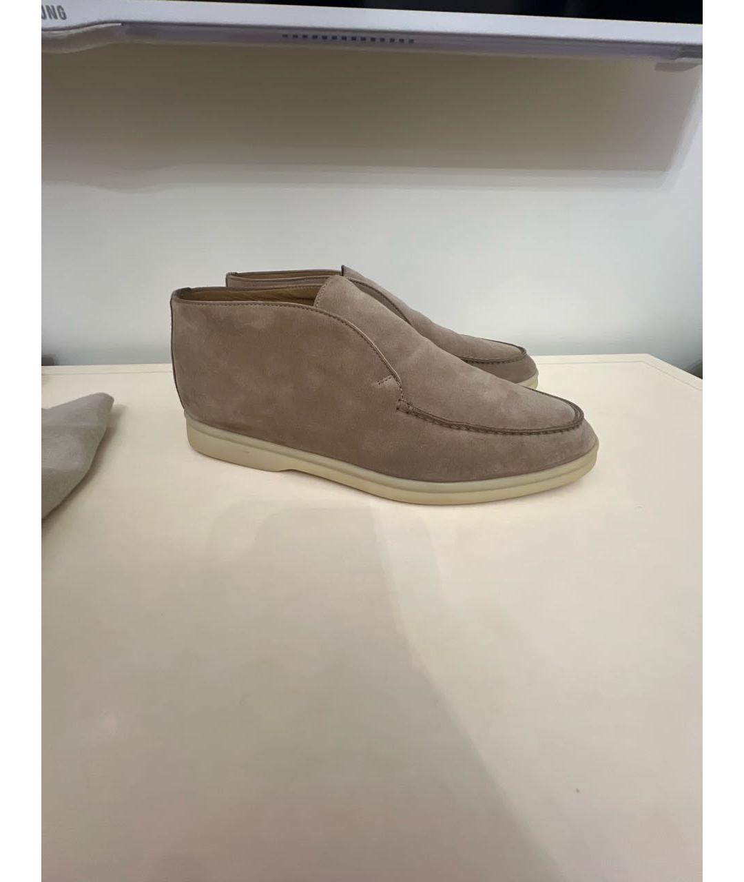 LORO PIANA Бежевые замшевые лоферы, фото 7