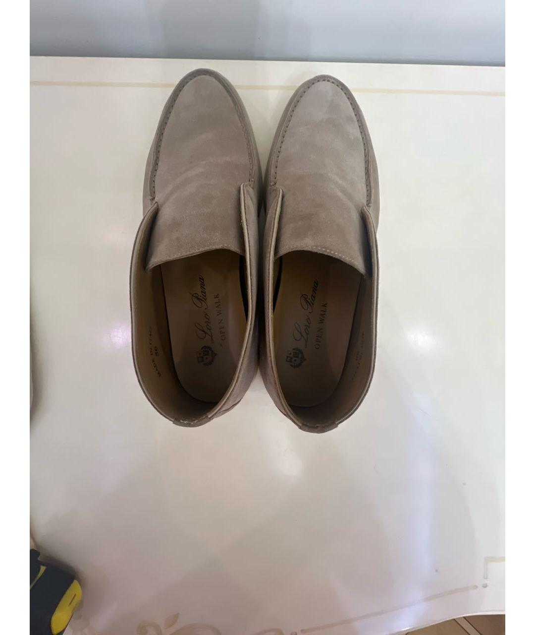 LORO PIANA Бежевые замшевые лоферы, фото 3