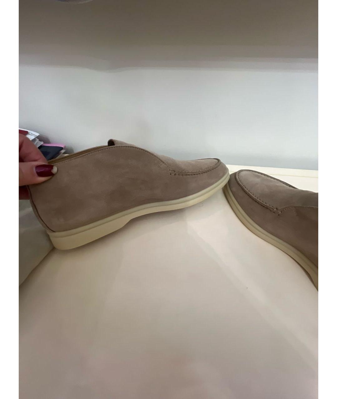 LORO PIANA Бежевые замшевые лоферы, фото 5
