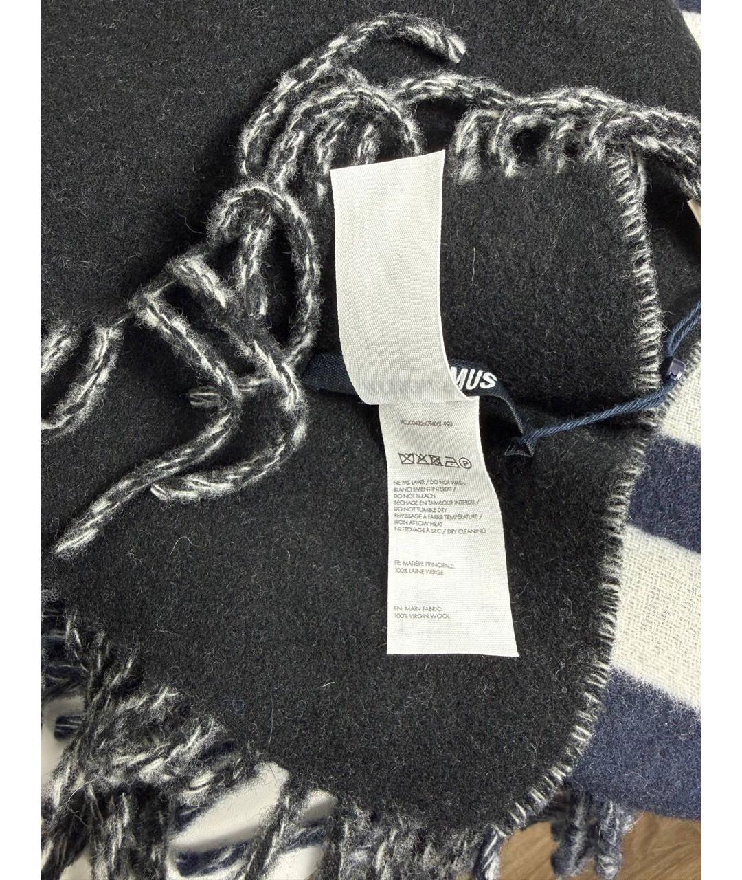 JACQUEMUS Черный шерстяной шарф, фото 4