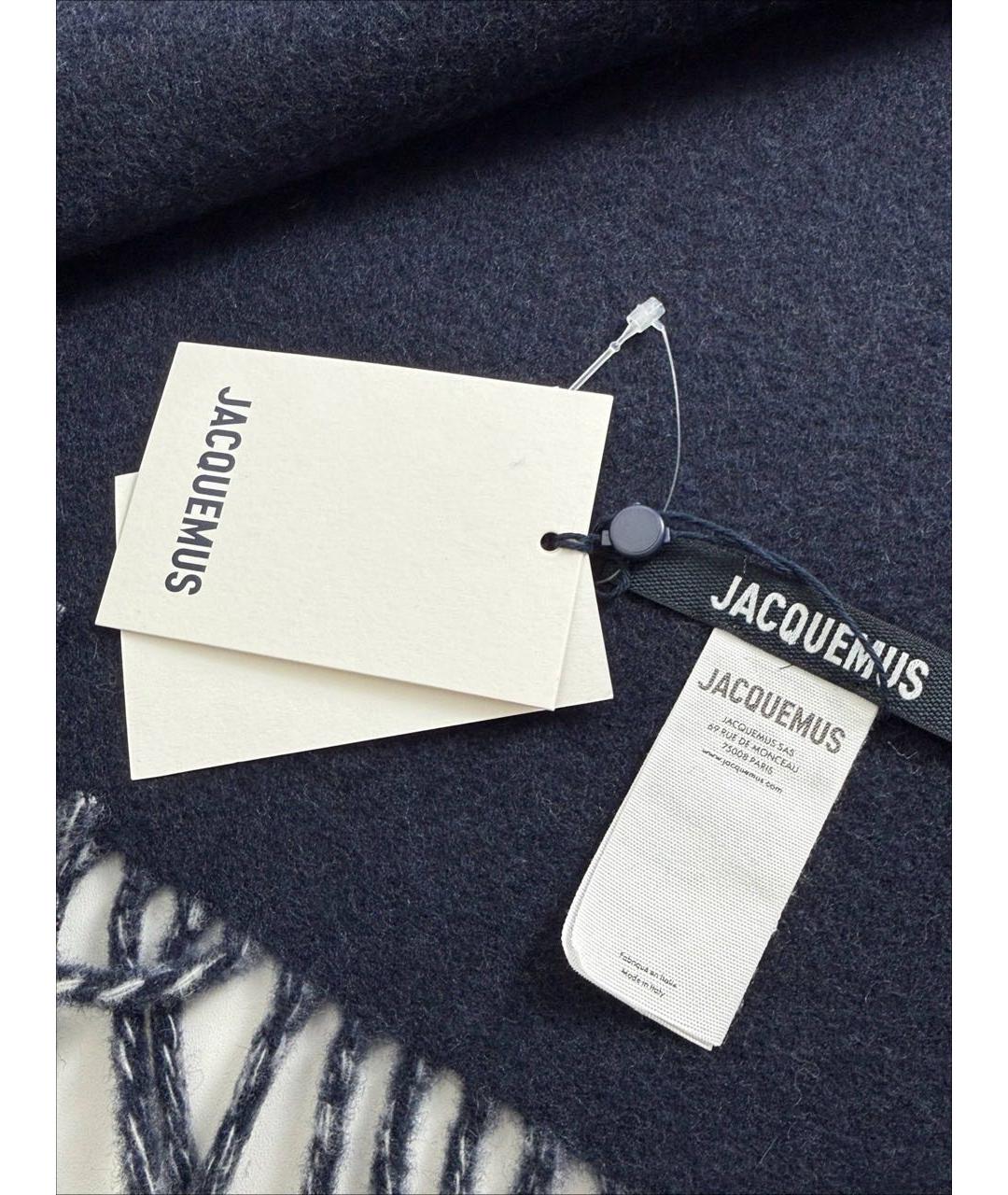 JACQUEMUS Темно-синий шерстяной шарф, фото 4