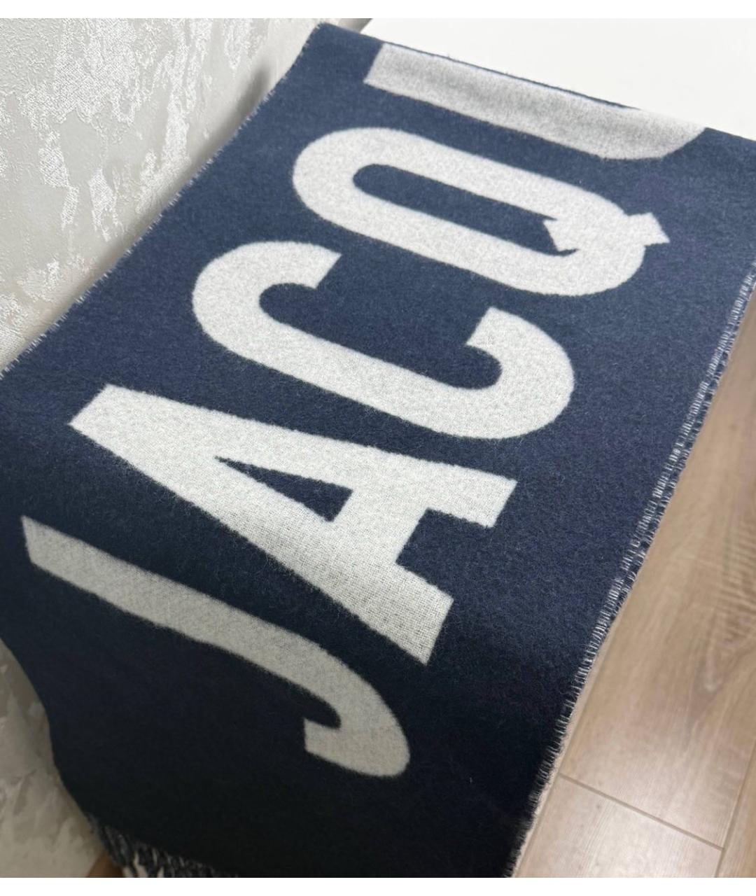 JACQUEMUS Темно-синий шерстяной шарф, фото 3