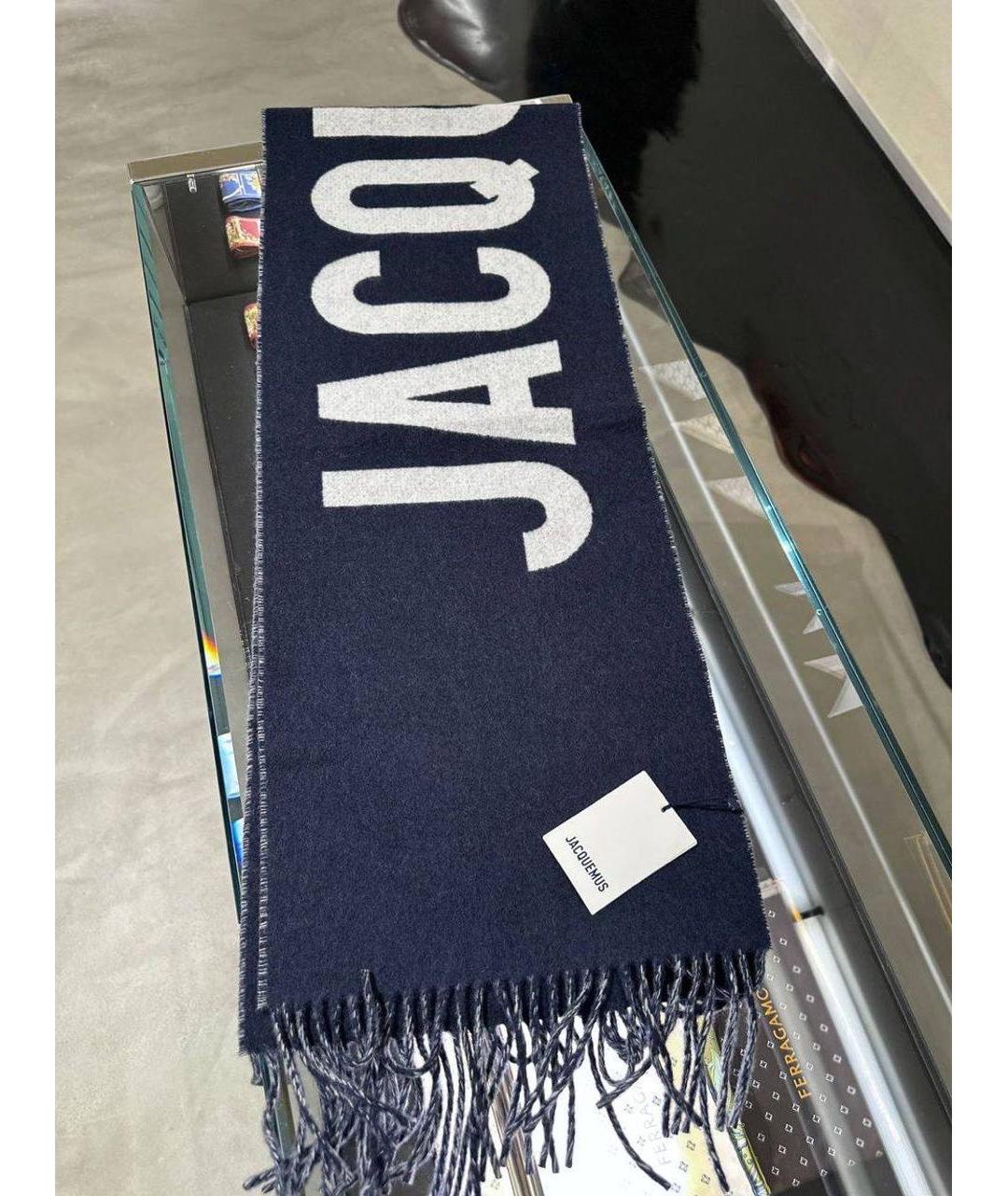 JACQUEMUS Темно-синий шерстяной шарф, фото 2