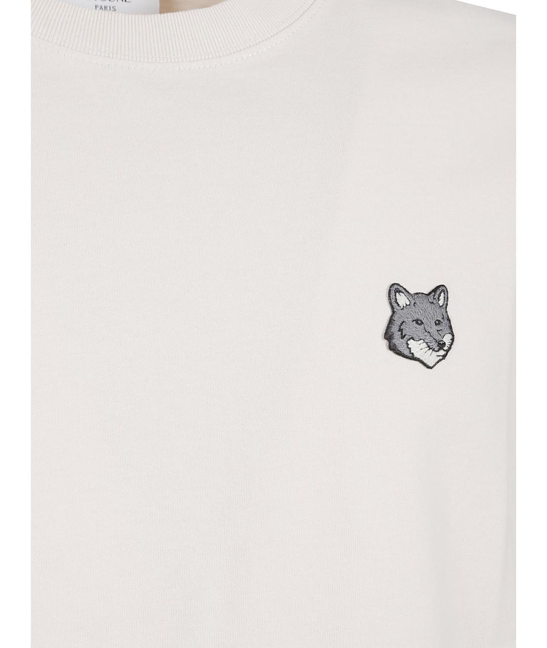 MAISON KITSUNE Белая хлопковая футболка, фото 2