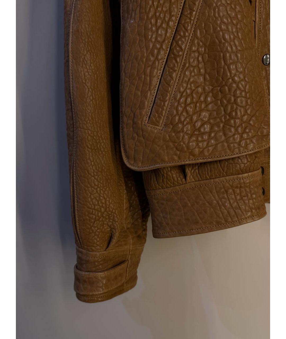 SAINT LAURENT Коричневая кожаная куртка, фото 3