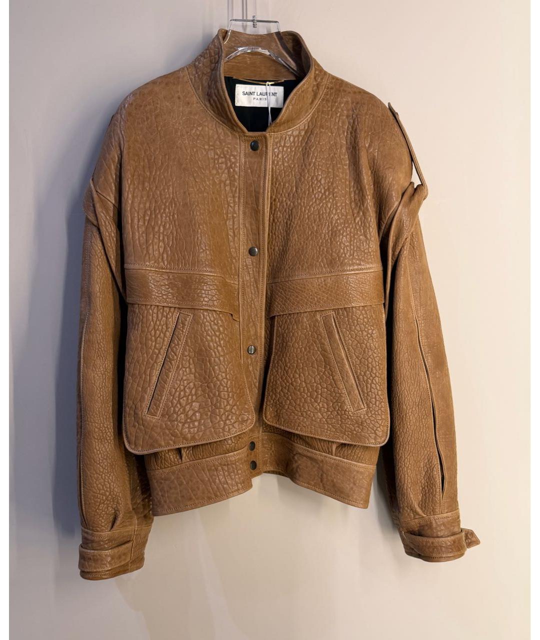 SAINT LAURENT Коричневая кожаная куртка, фото 5
